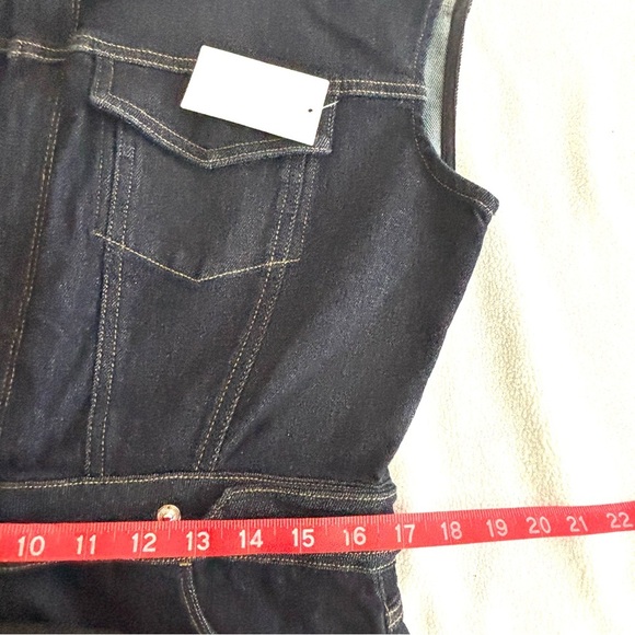 NWT Good American Indigo Trucker Sleeveless Collar Zip/Button Denim Jumpsuit (L) - Picture 14 of 16